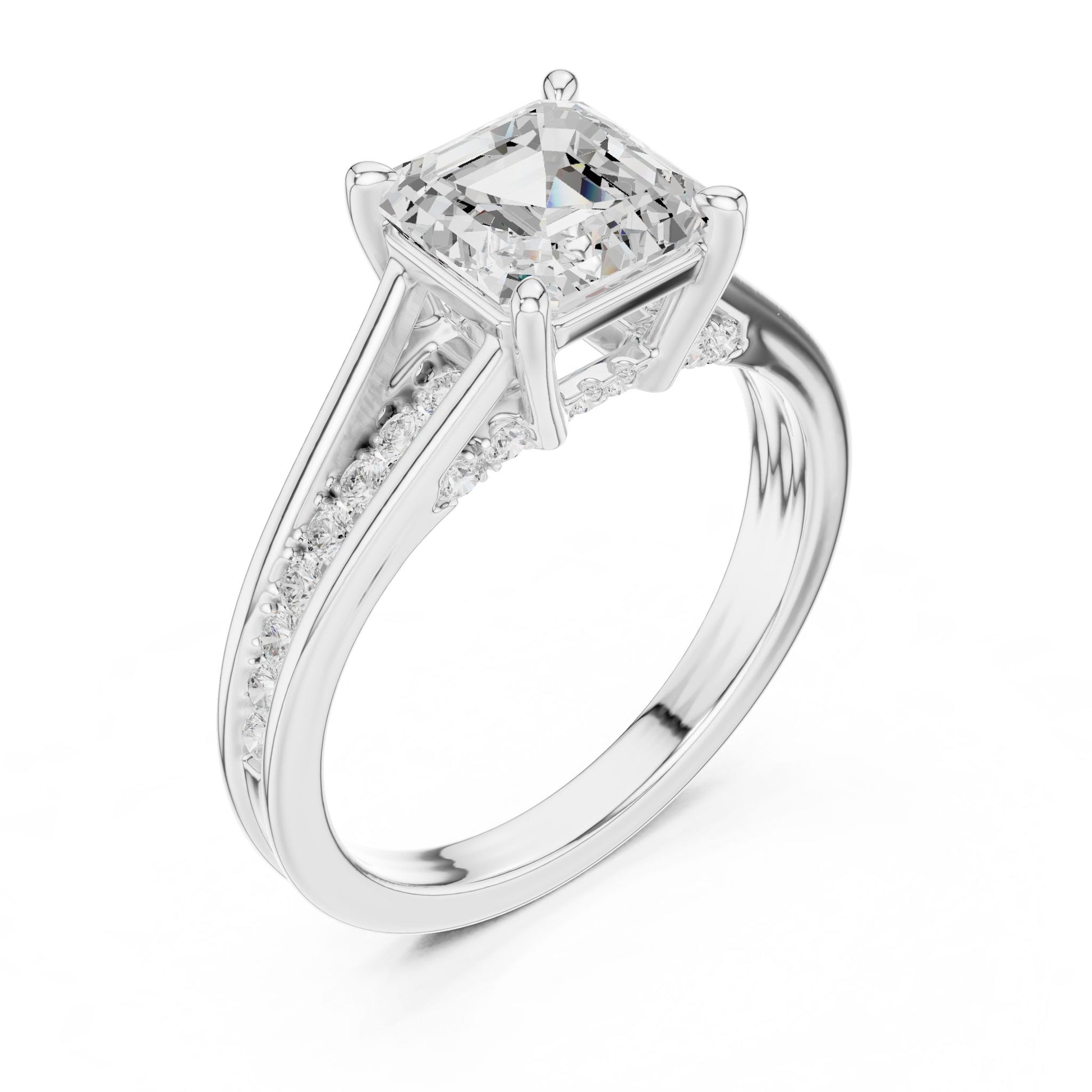 Emerald Lab Grown Diamond Side-Stone Engagement Ring