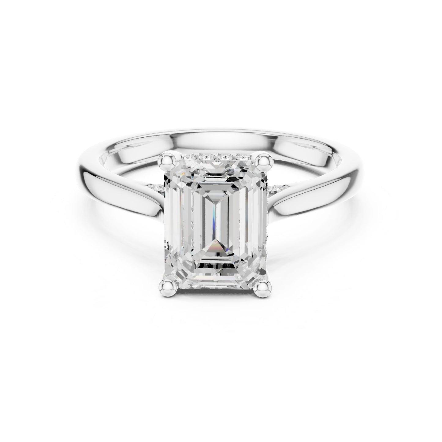 Emerald Lab Grown Diamond Side-Stone Engagement Ring