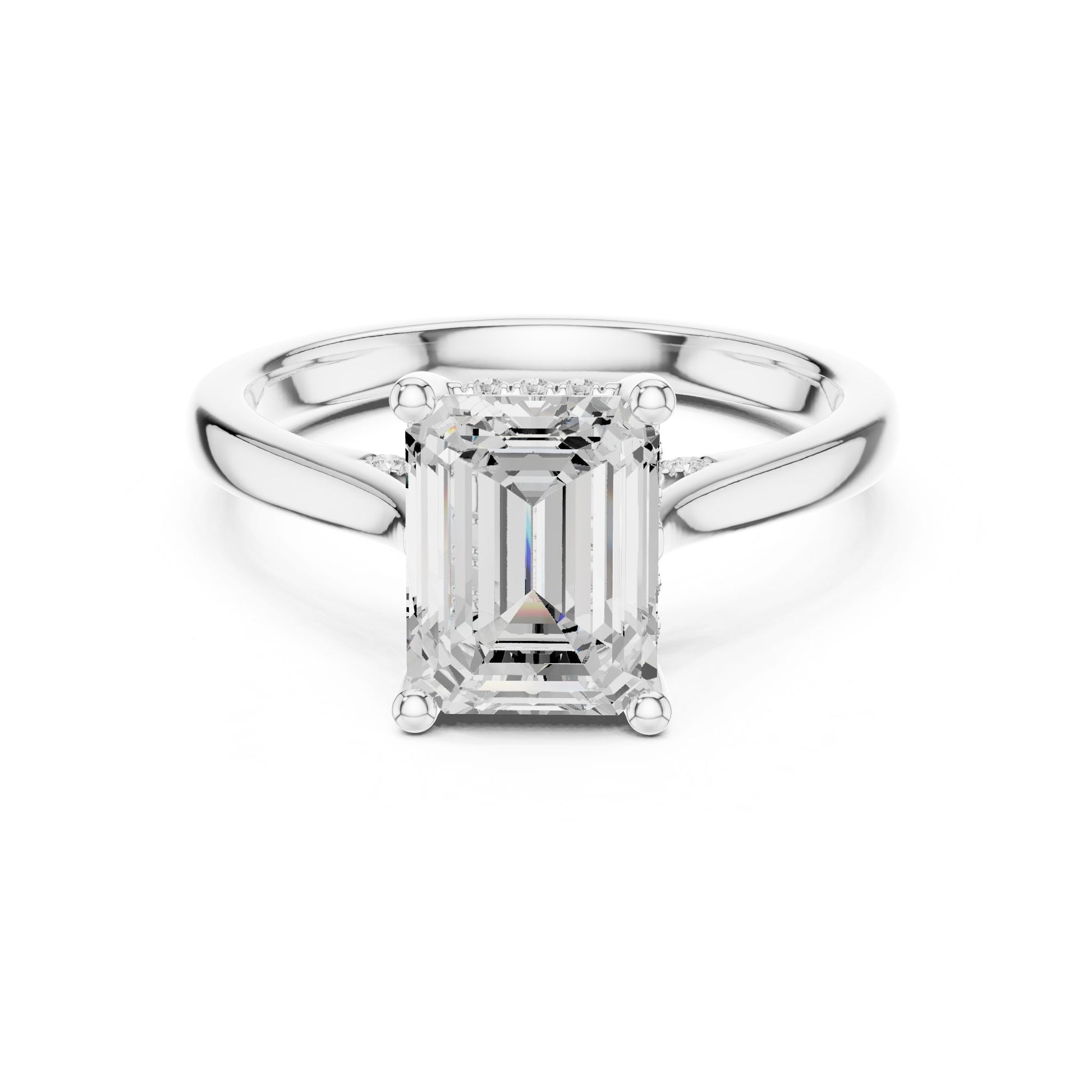 Emerald Lab Grown Diamond Side-Stone Engagement Ring