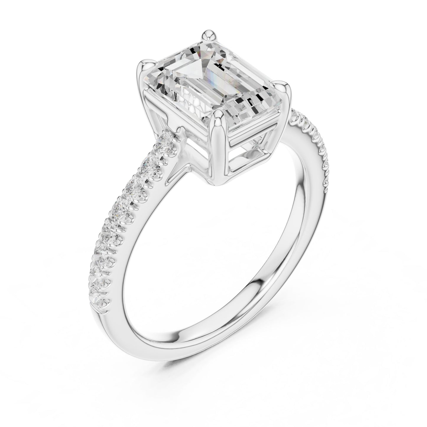 Emerald Lab Grown Diamond Side-Stone Engagement Ring