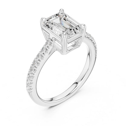 Emerald Lab Grown Diamond Side-Stone Engagement Ring