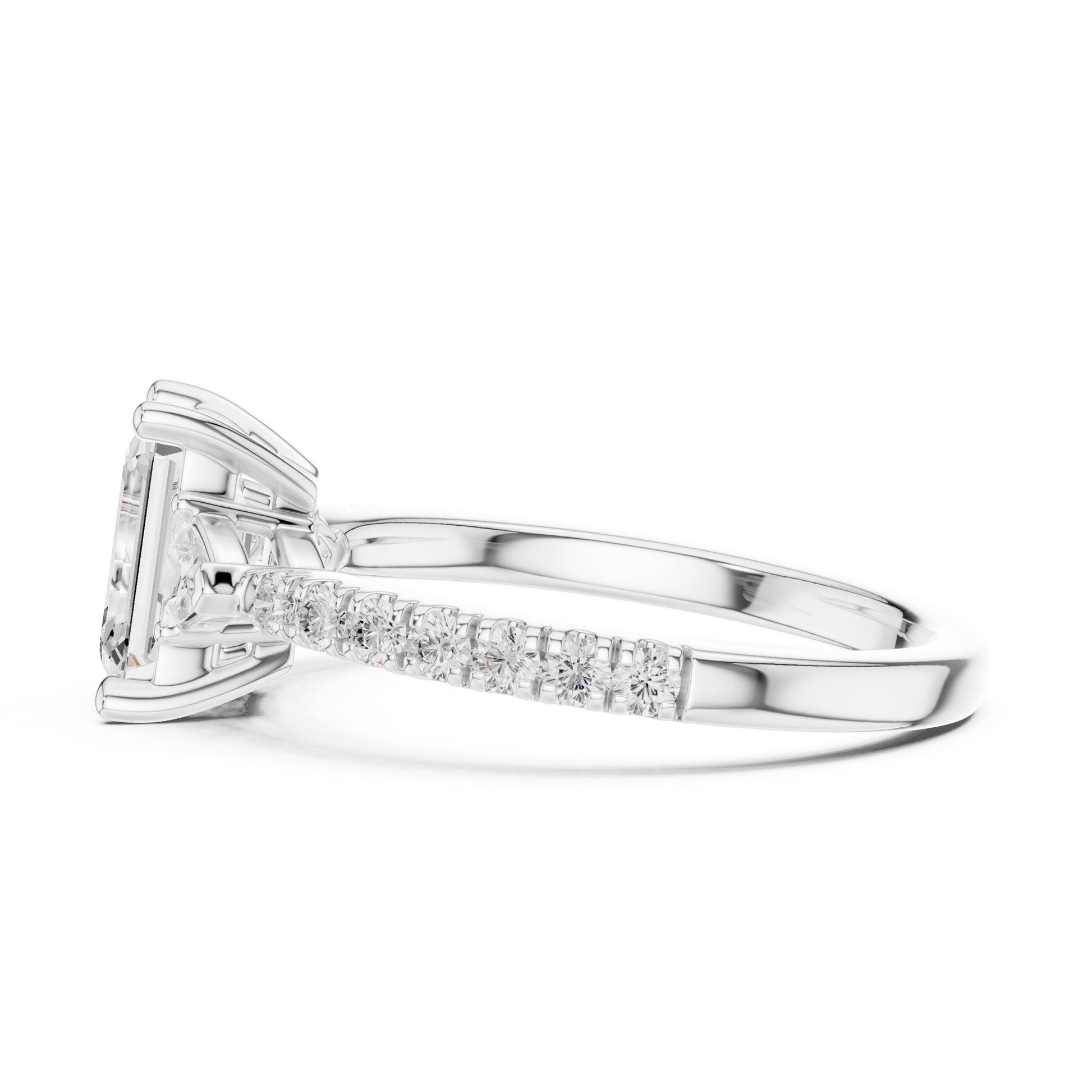 Emerald Lab Grown Diamond Side-Stone Engagement Ring
