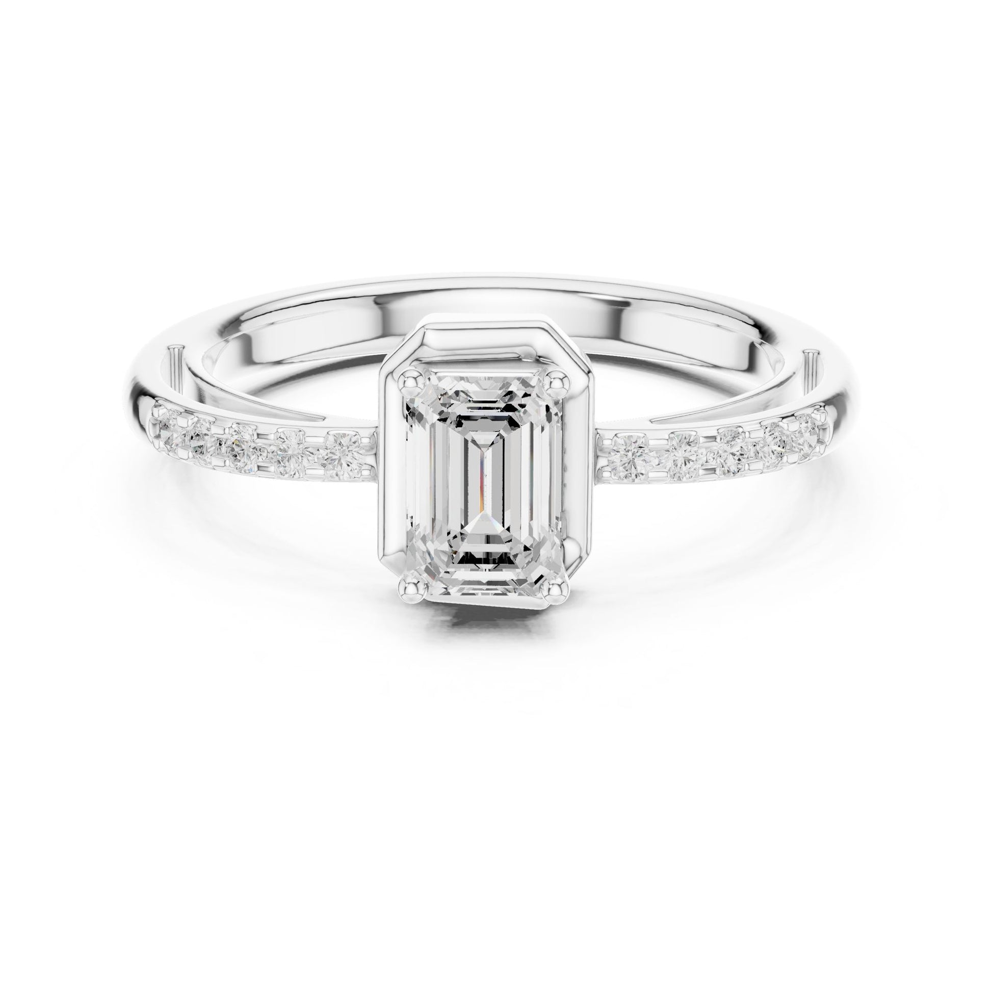Emerald Lab Grown Diamond Side-Stone Engagement Ring