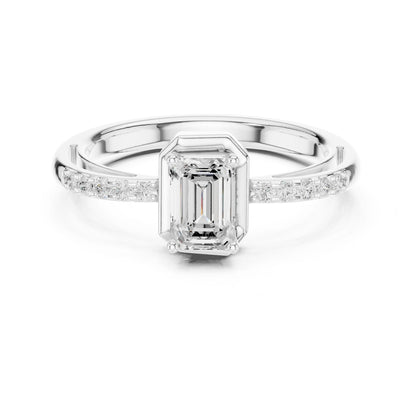 Emerald Lab Grown Diamond Side-Stone Engagement Ring
