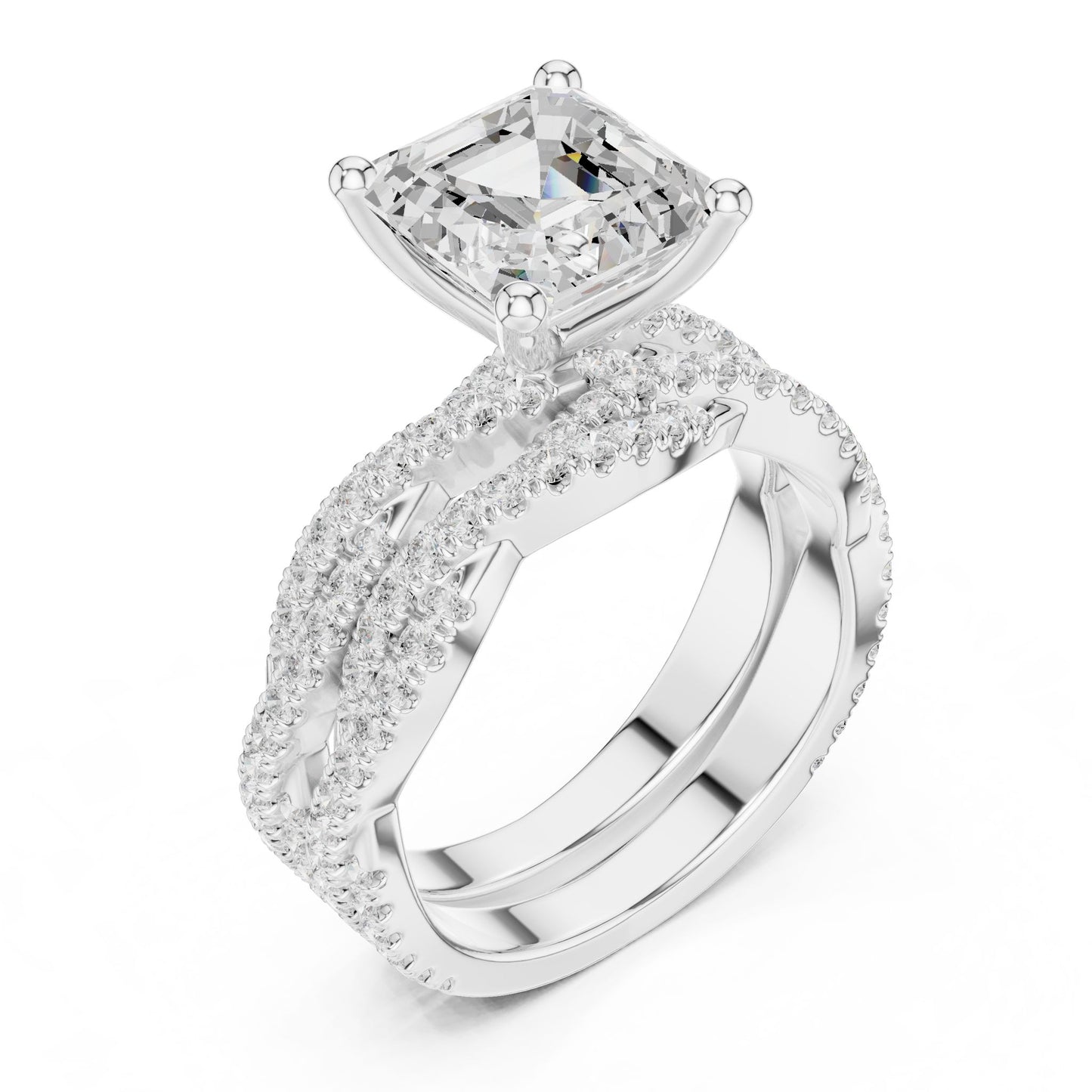 Emerald Lab Grown Diamond Side-Stone Engagement Ring