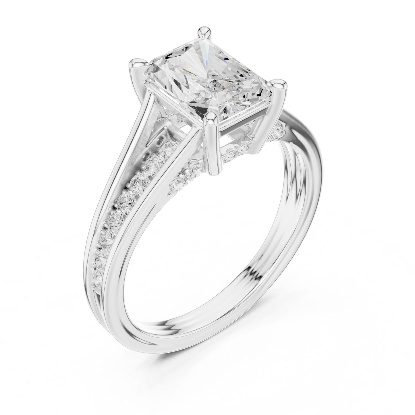 Emerald Lab Grown Diamond Side-Stone Engagement Ring