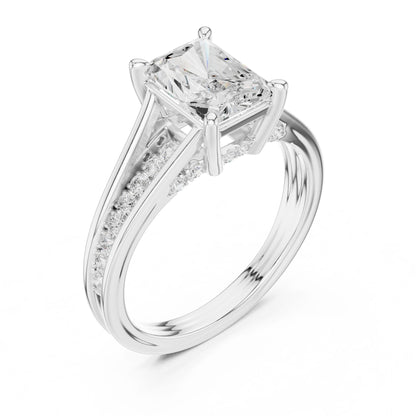 Emerald Lab Grown Diamond Side-Stone Engagement Ring