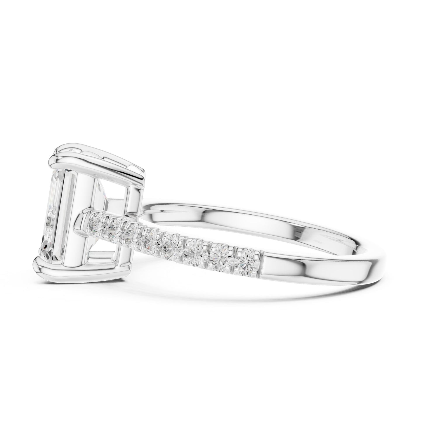 Emerald Lab Grown Diamond Side-Stone Engagement Ring
