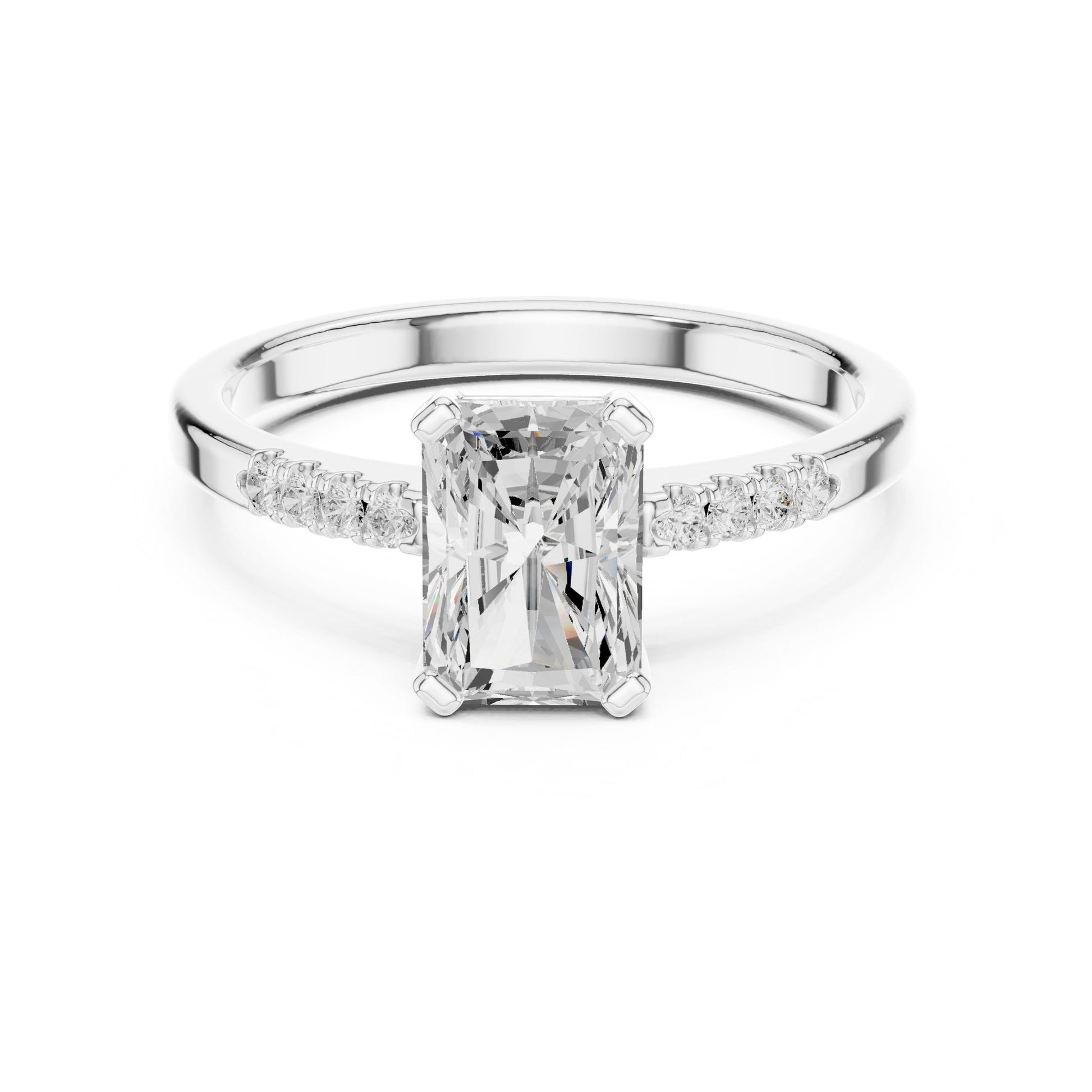 Emerald Lab Grown Diamond Side-Stone Engagement Ring