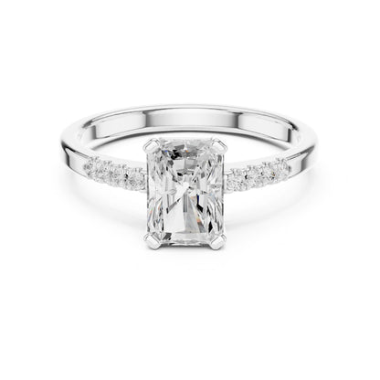 Emerald Lab Grown Diamond Side-Stone Engagement Ring