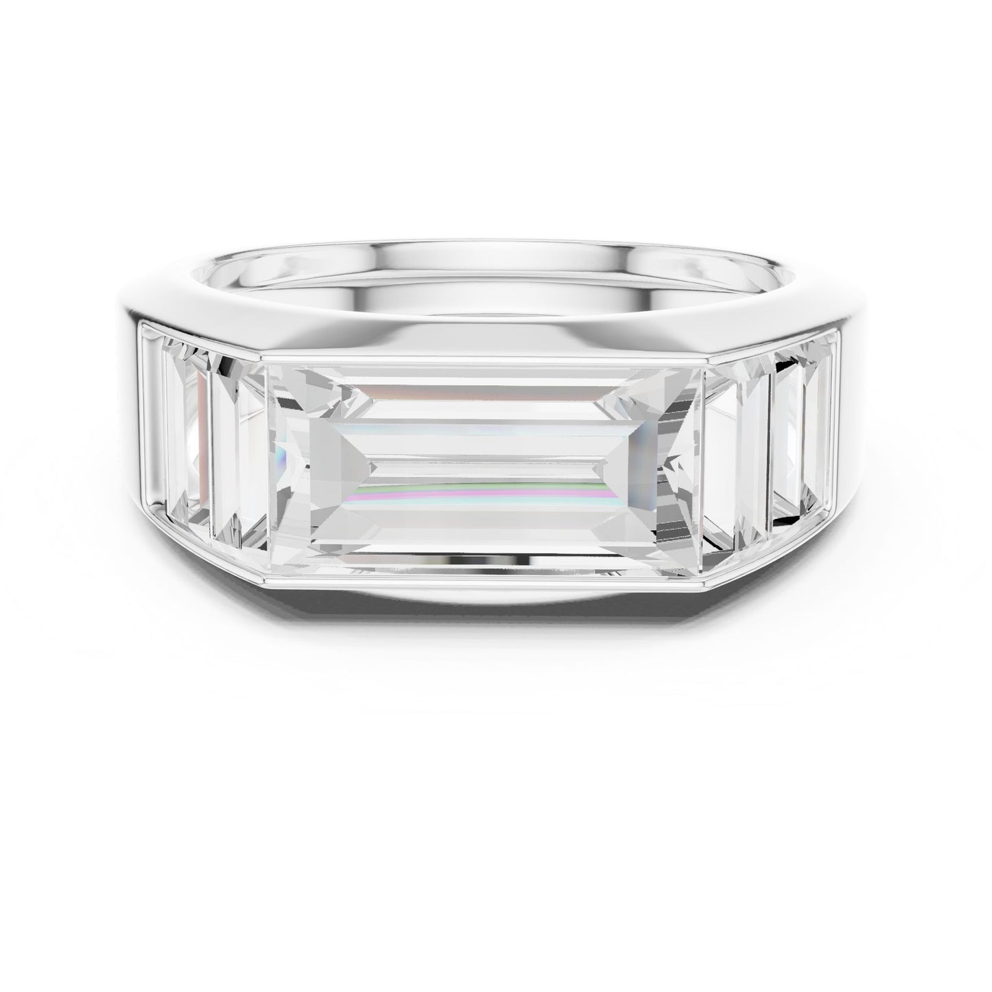 Men's Emerald Lab Grown Diamond Side-Stone Ring