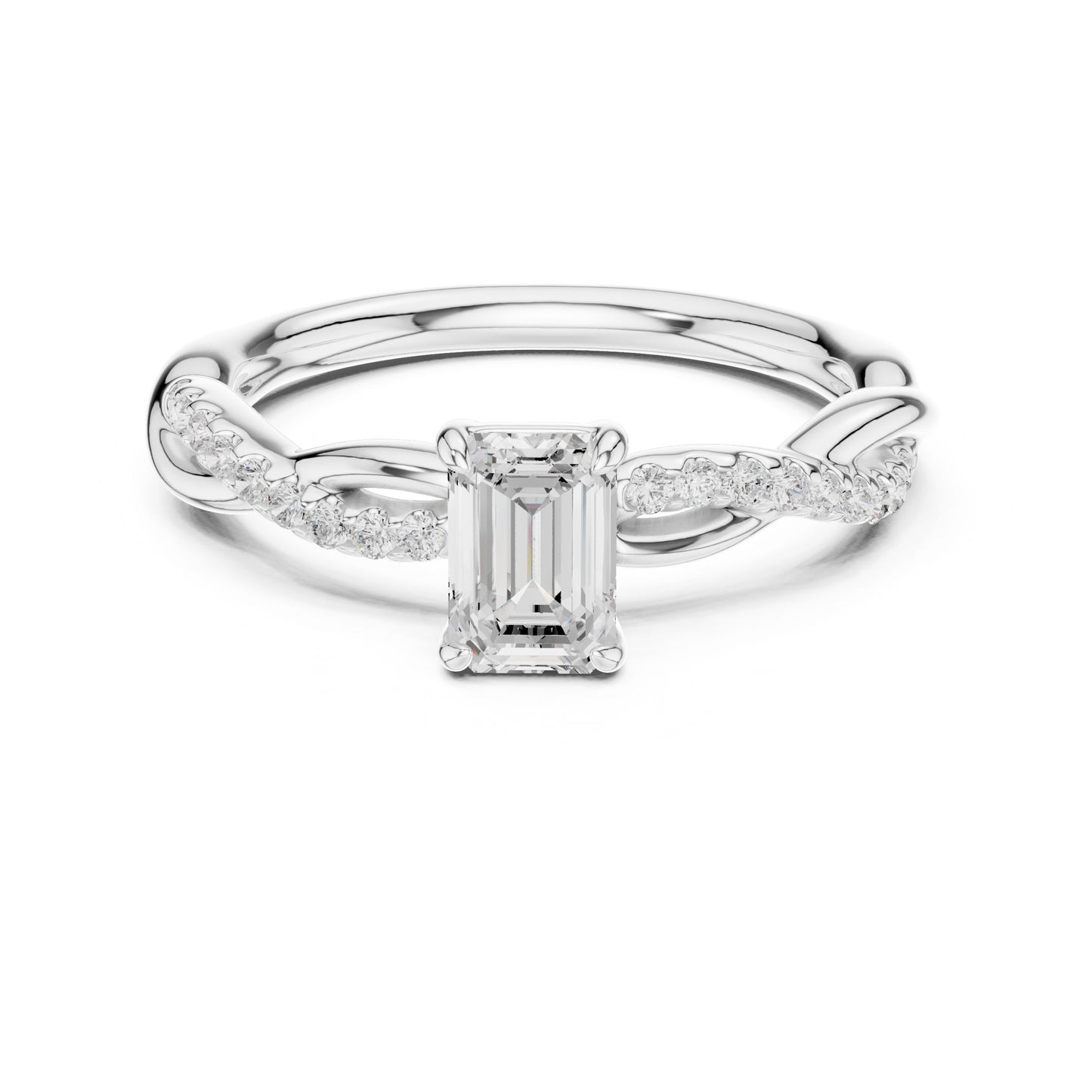 Emerald Lab Grown Diamond Side-Stone Engagement Ring