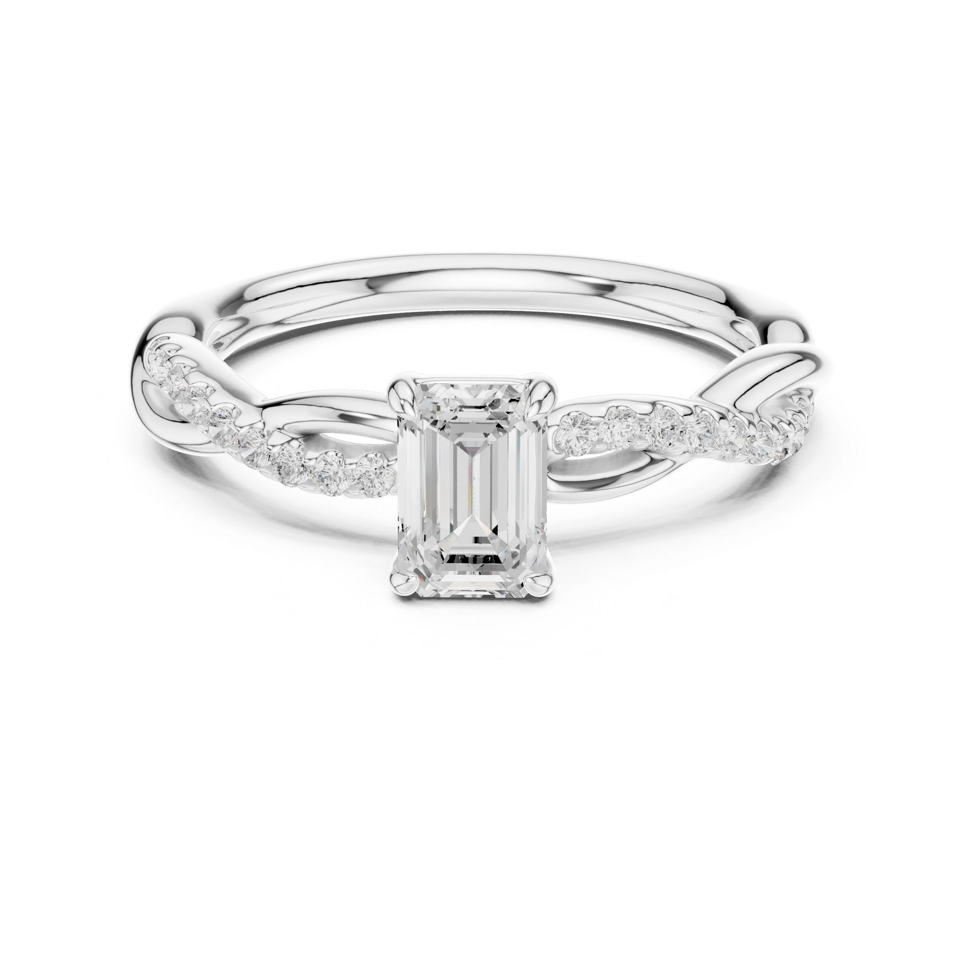 Emerald Lab Grown Diamond Side-Stone Engagement Ring
