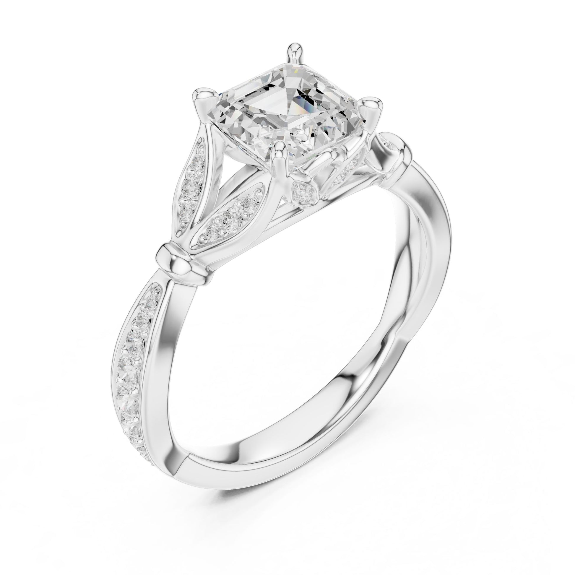 Emerald Lab Grown Diamond Side-Stone Engagement Ring