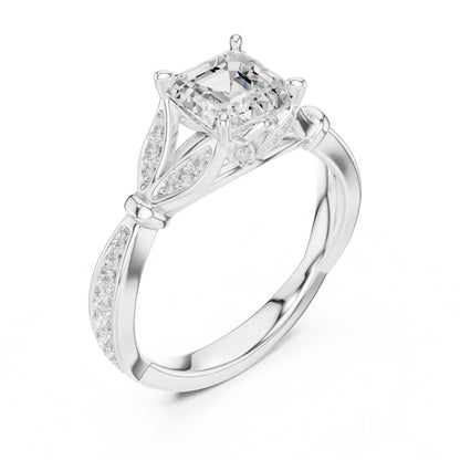 Emerald Lab Grown Diamond Side-Stone Engagement Ring