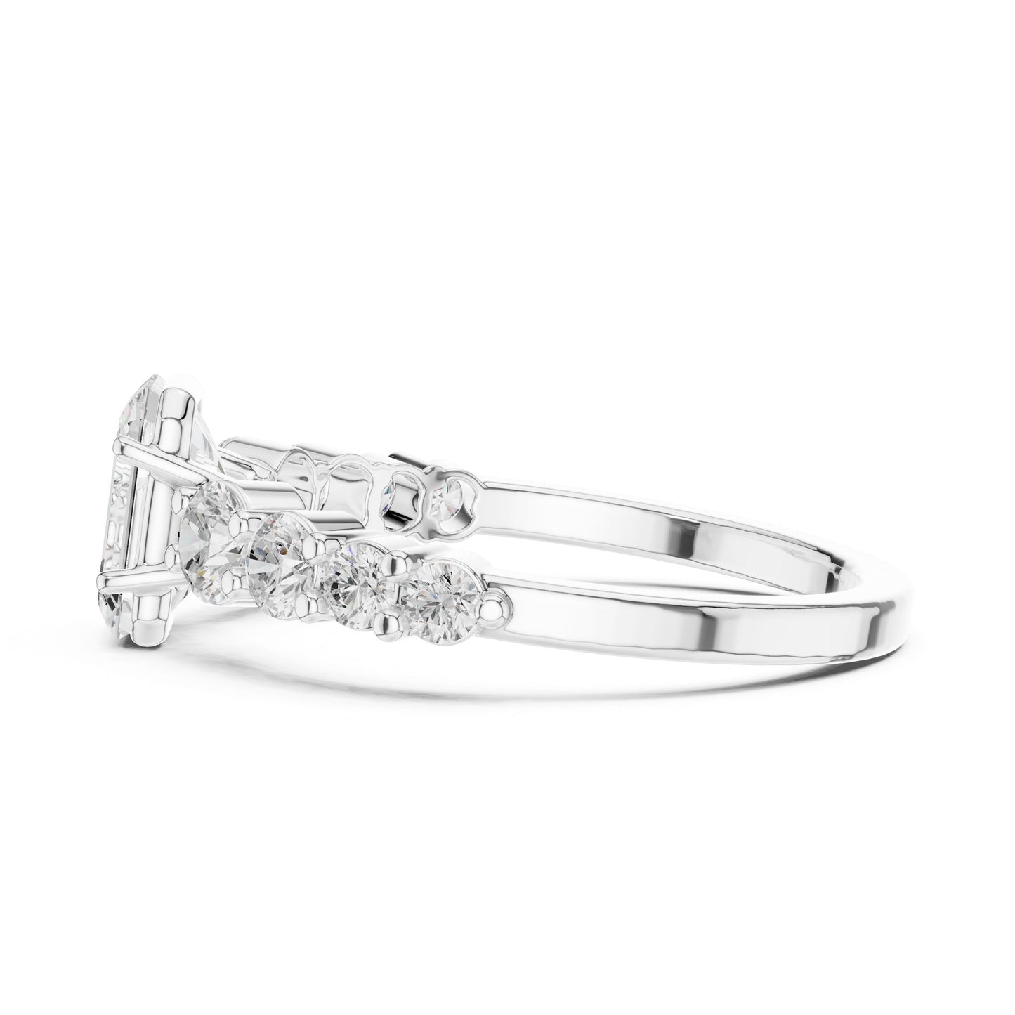 Emerald Lab Grown Diamond Side-Stone Engagement Ring