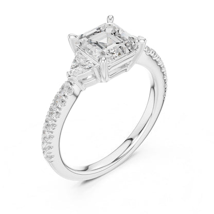 Emerald Lab Grown Diamond Side-Stone Engagement Ring