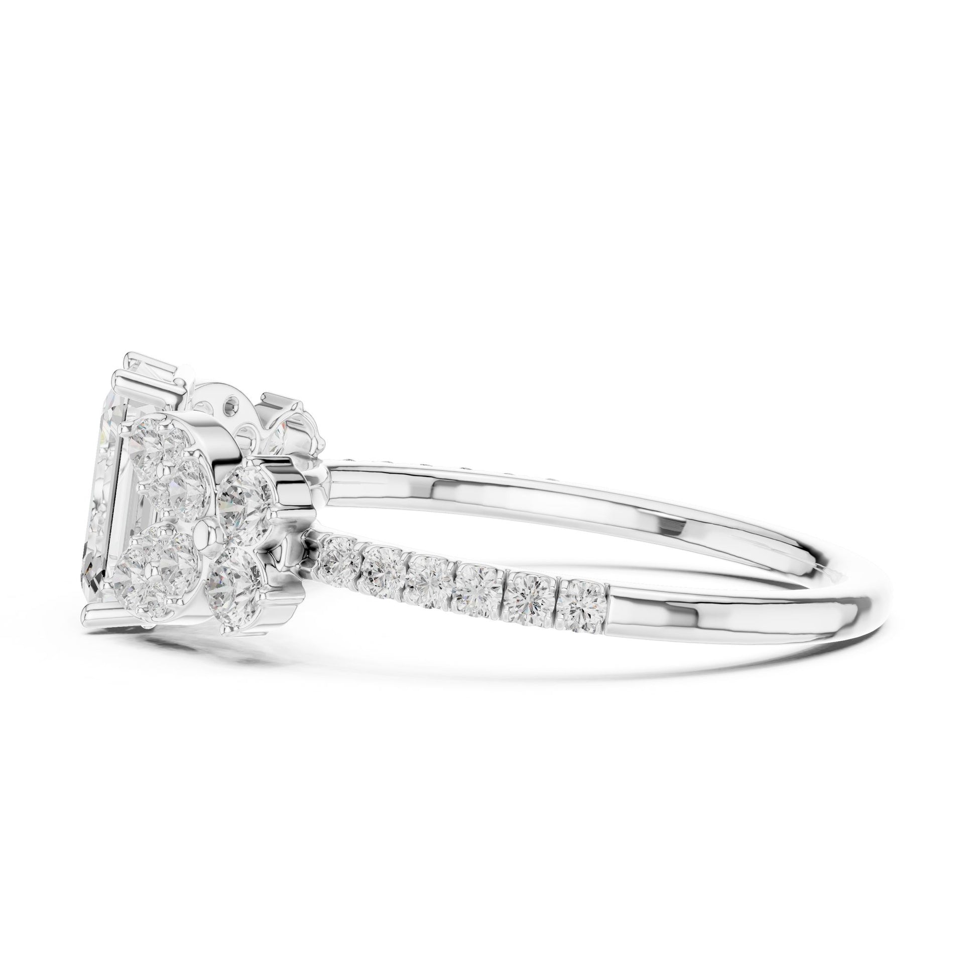 Emerald Lab Grown Diamond Side-Stone Engagement Ring