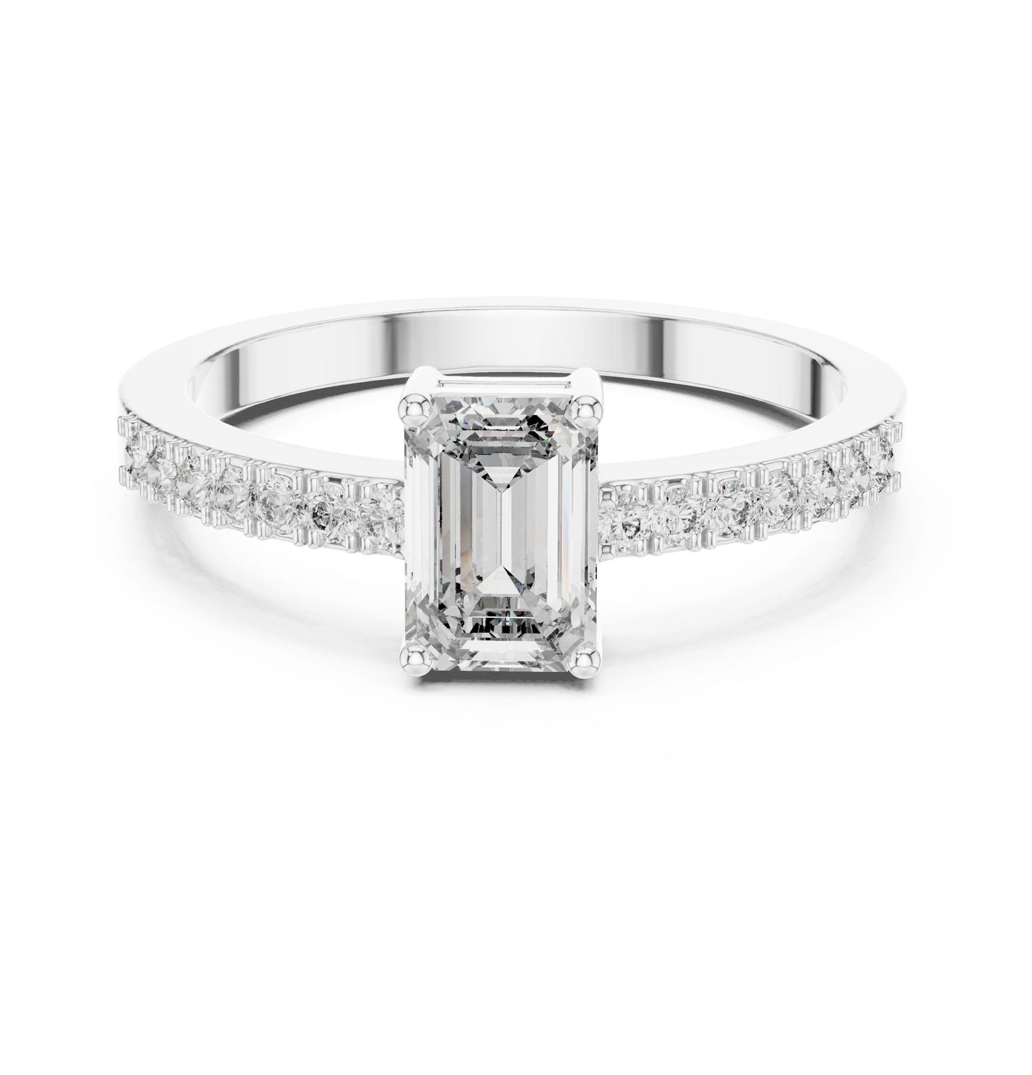 Emerald Lab Grown Diamond Side-Stone Engagement Ring