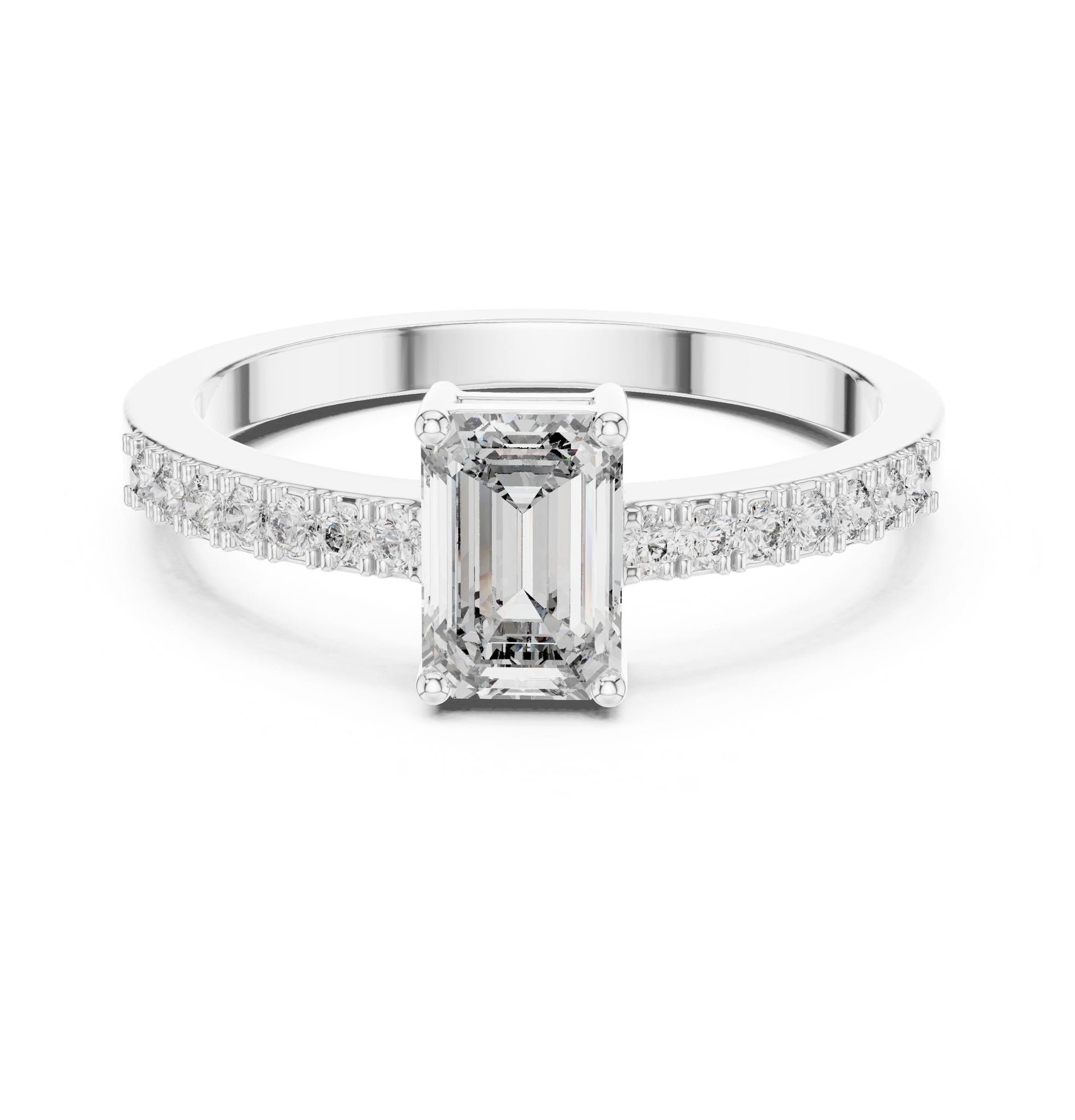 Emerald Lab Grown Diamond Side-Stone Engagement Ring