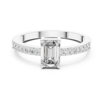 Emerald Lab Grown Diamond Side-Stone Engagement Ring