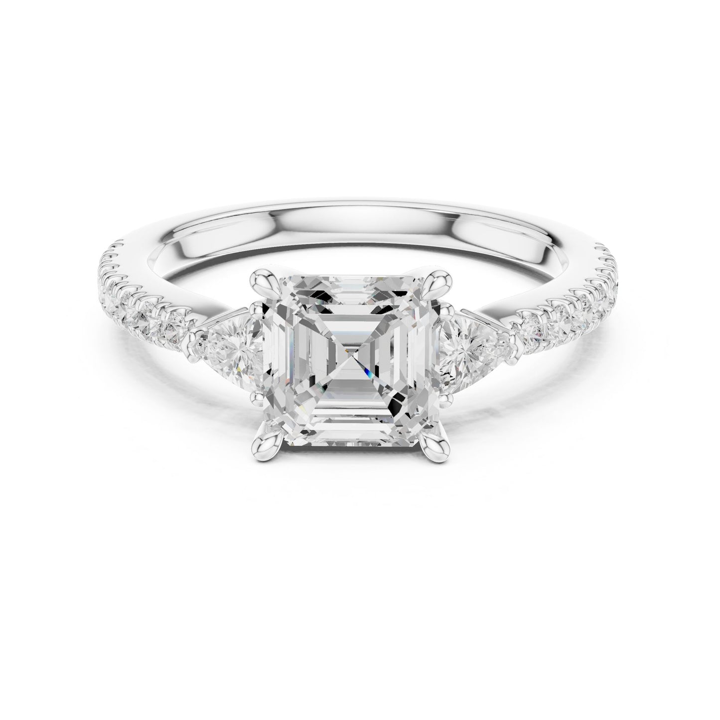 Emerald Lab Grown Diamond Side-Stone Engagement Ring