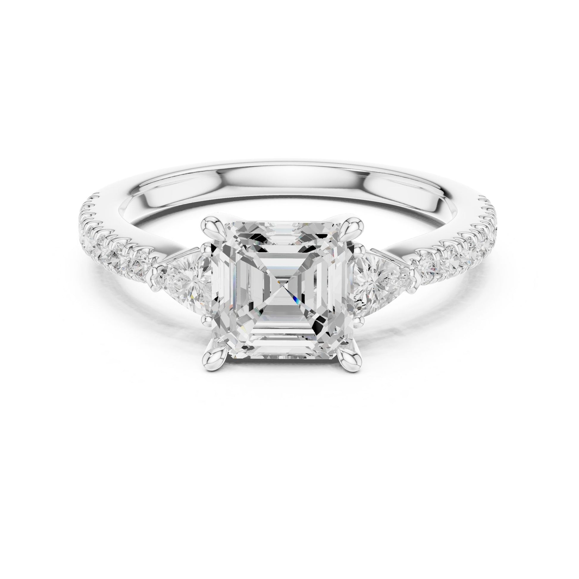 Emerald Lab Grown Diamond Side-Stone Engagement Ring