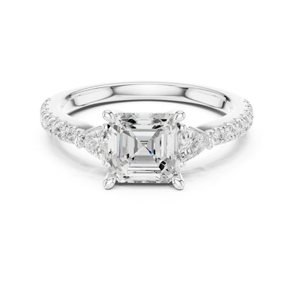 Emerald Lab Grown Diamond Side-Stone Engagement Ring