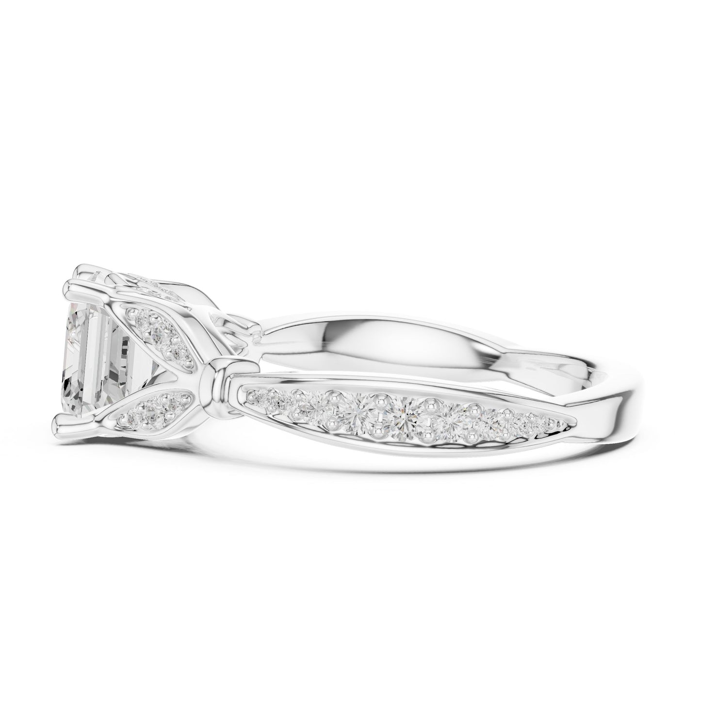 Emerald Lab Grown Diamond Side-Stone Engagement Ring