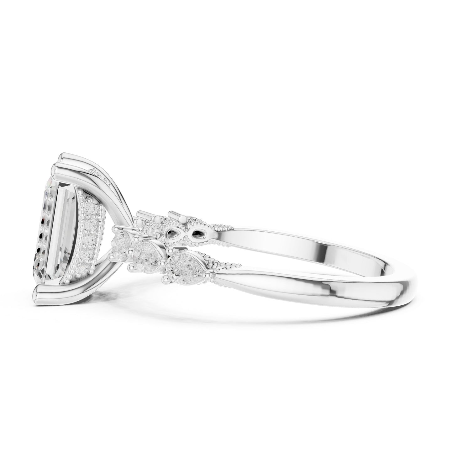 Emerald Lab Grown Diamond Side-Stone Engagement Ring