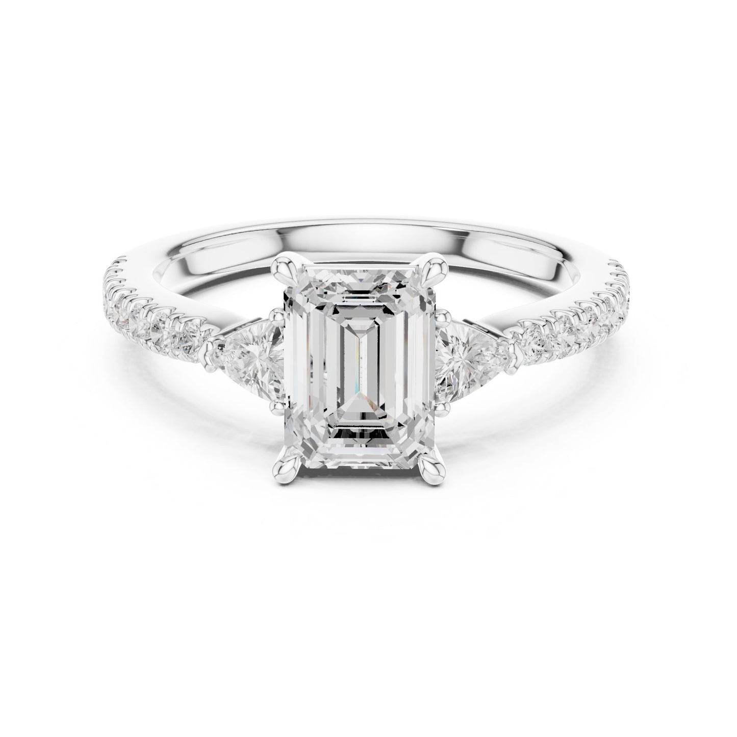 Emerald Lab Grown Diamond Side-Stone Engagement Ring