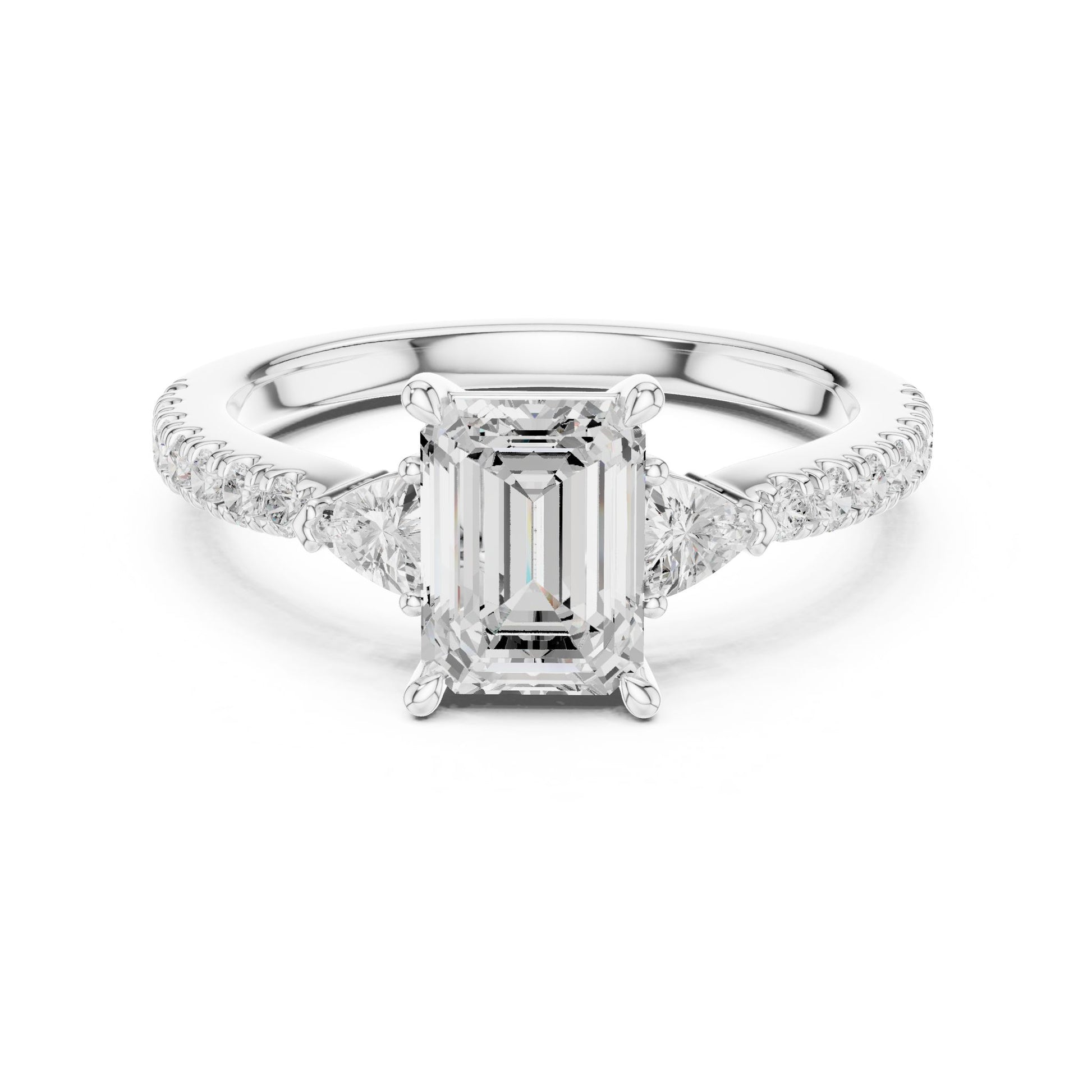 Emerald Lab Grown Diamond Side-Stone Engagement Ring