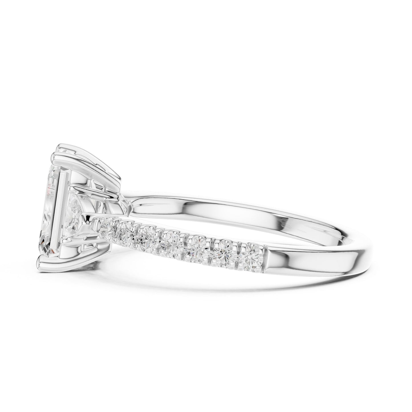 Emerald Lab Grown Diamond Side-Stone Engagement Ring