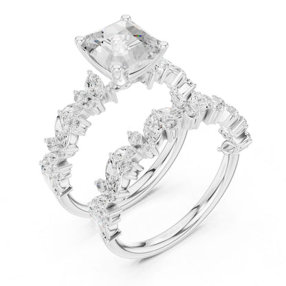 Emerald Lab Grown Diamond Side-Stone Engagement Ring
