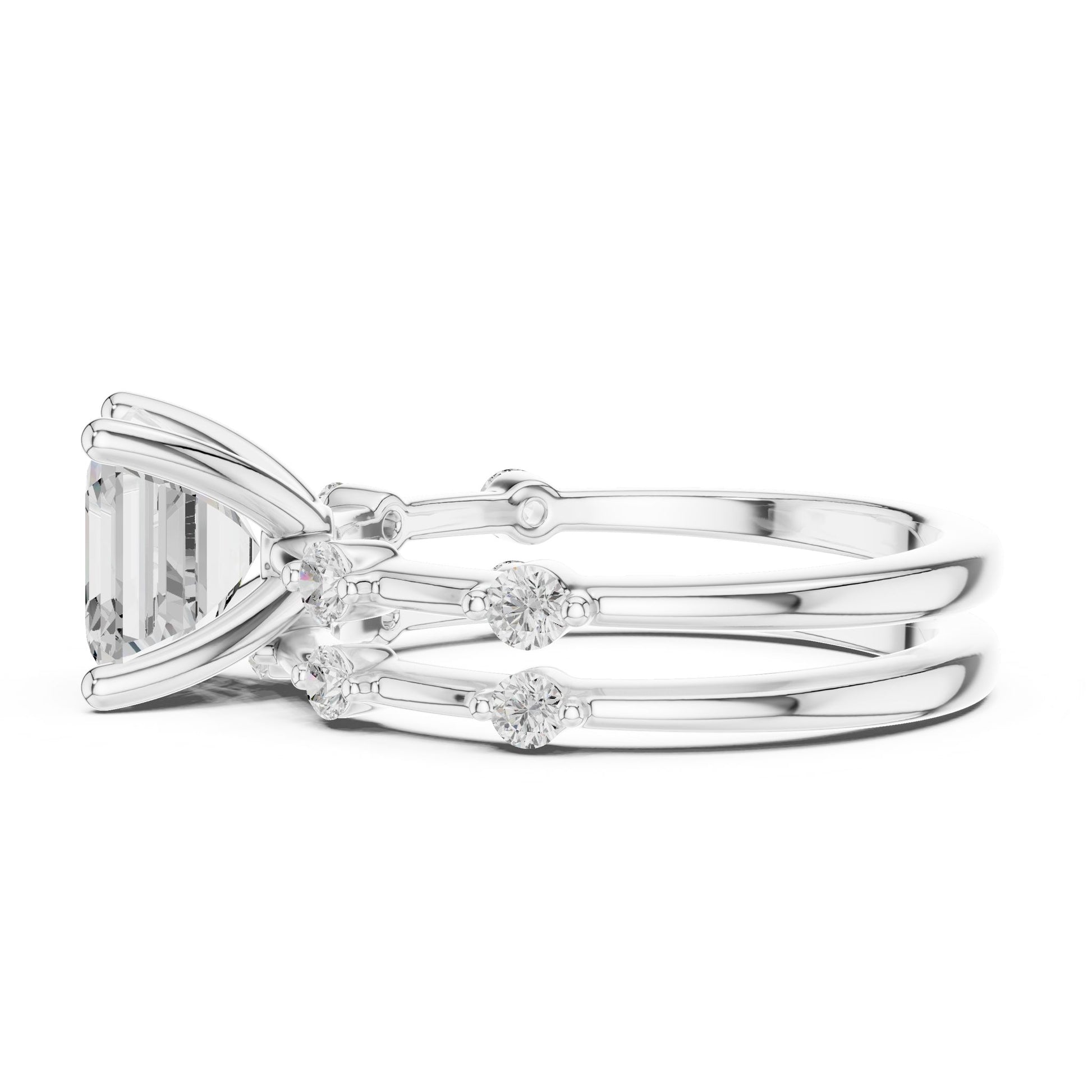 Emerald Lab Grown Diamond Side-Stone Engagement Ring