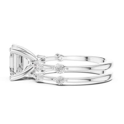 Emerald Lab Grown Diamond Side-Stone Engagement Ring
