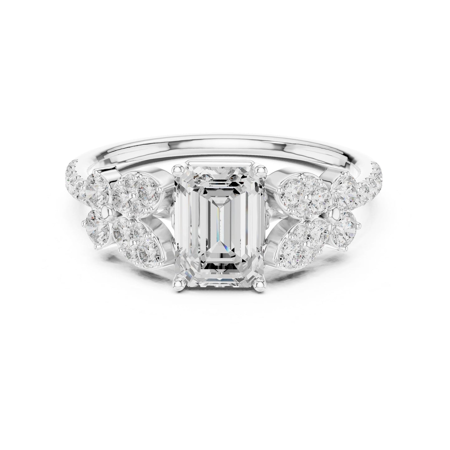 Emerald Lab Grown Diamond Side-Stone Engagement Ring