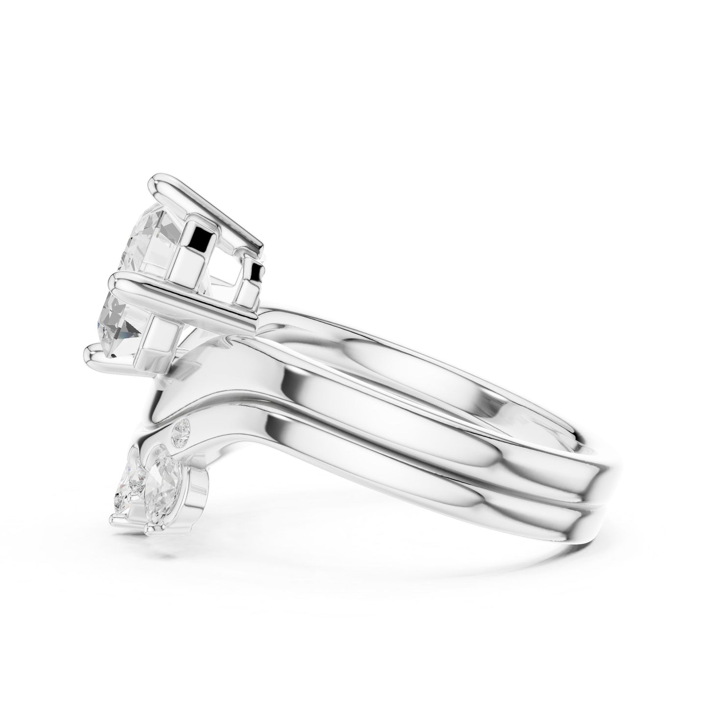 Emerald Lab Grown Diamond Side-Stone Engagement Ring