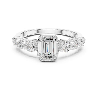 Emerald Lab Grown Diamond Side-Stone Engagement Ring