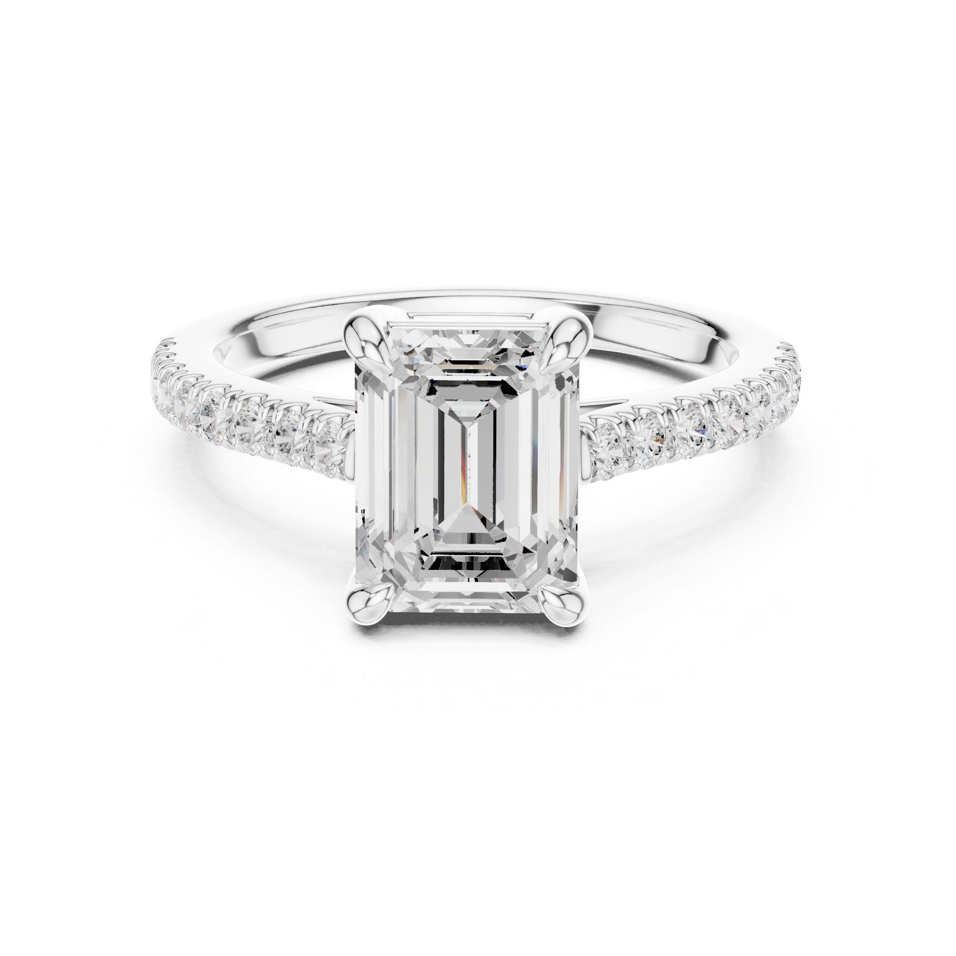 Emerald Lab Grown Diamond Side-Stone Engagement Ring