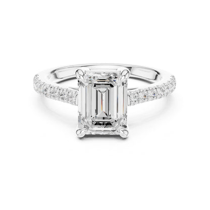 Emerald Lab Grown Diamond Side-Stone Engagement Ring