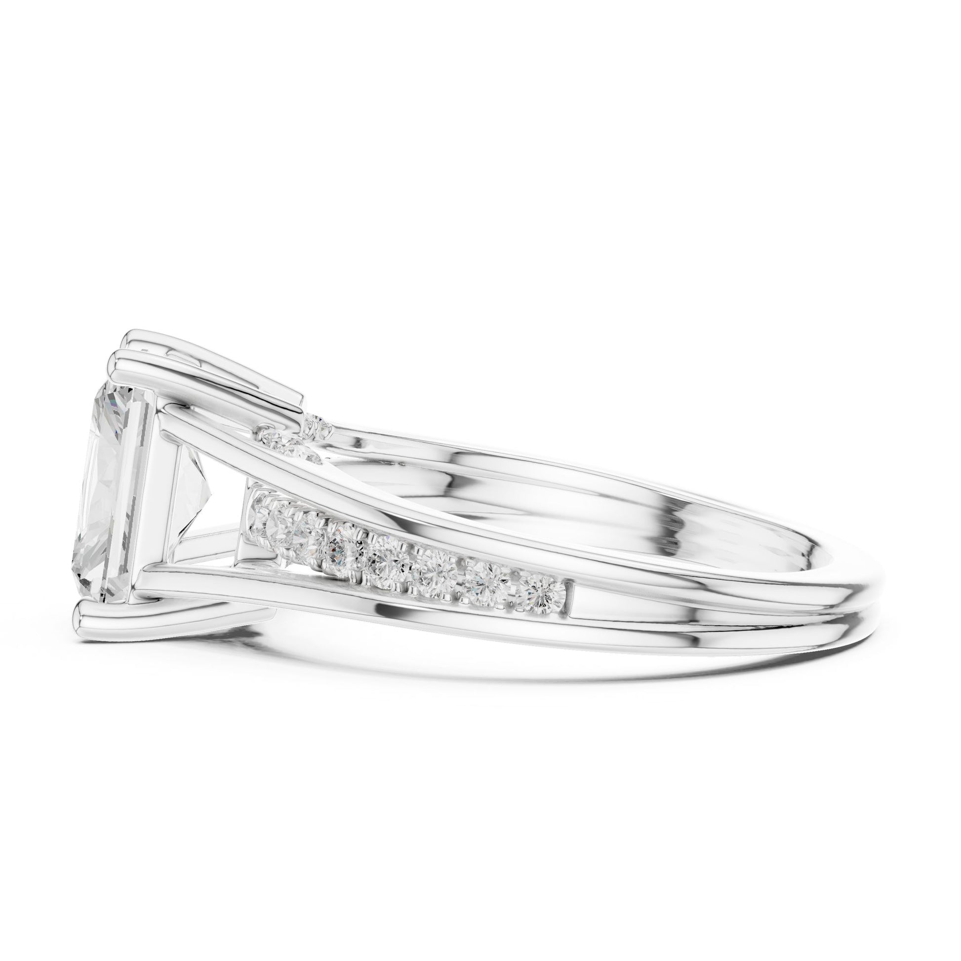 Emerald Lab Grown Diamond Side-Stone Engagement Ring