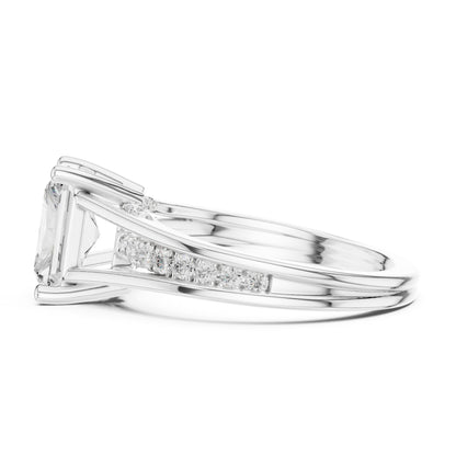 Emerald Lab Grown Diamond Side-Stone Engagement Ring