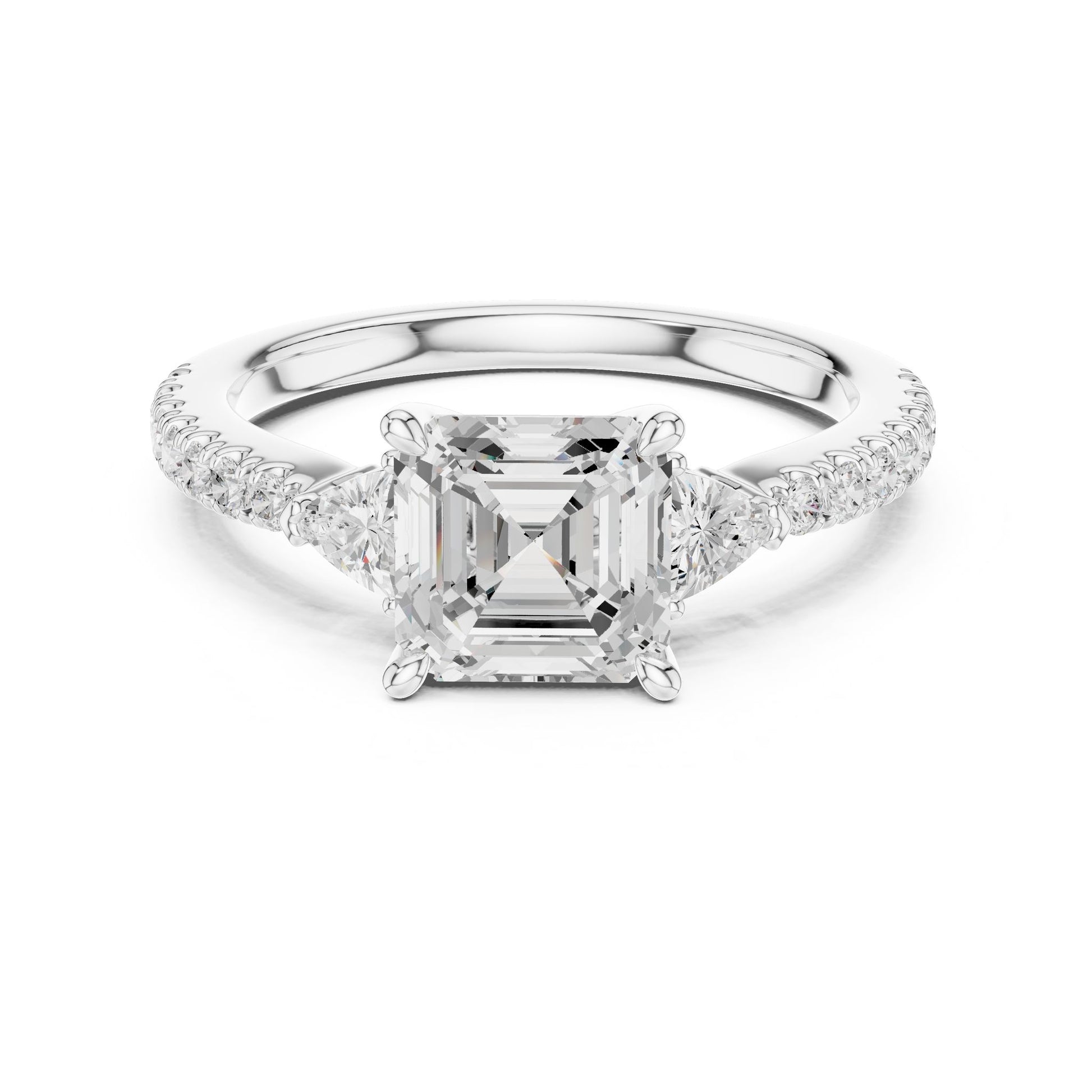Emerald Lab Grown Diamond Side-Stone Engagement Ring