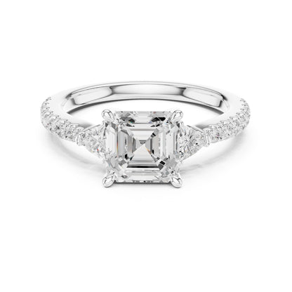 Emerald Lab Grown Diamond Side-Stone Engagement Ring