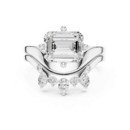 Emerald Lab Grown Diamond Side-Stone Engagement Ring
