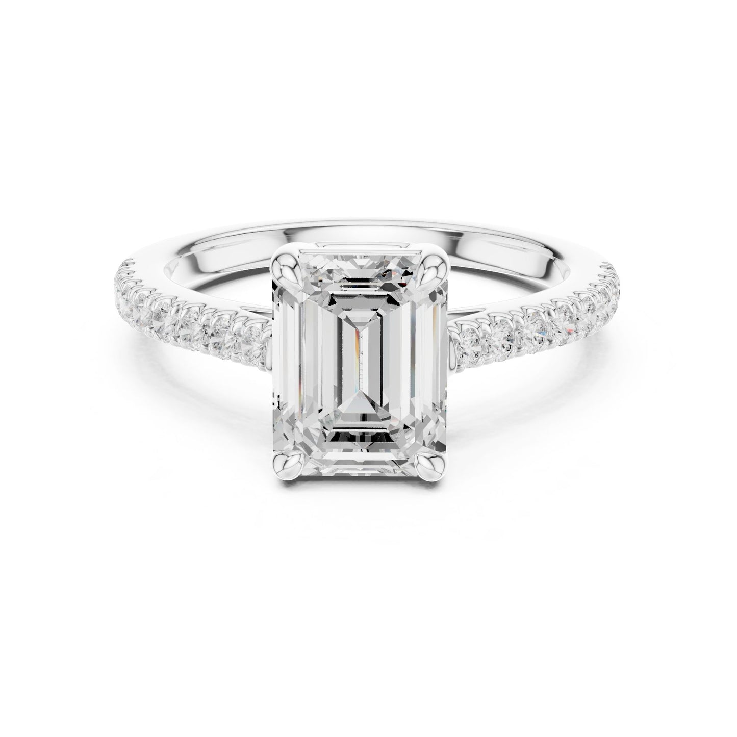 Emerald Lab Grown Diamond Side-Stone Engagement Ring