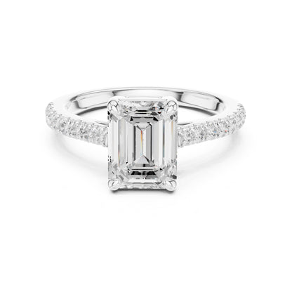 Emerald Lab Grown Diamond Side-Stone Engagement Ring