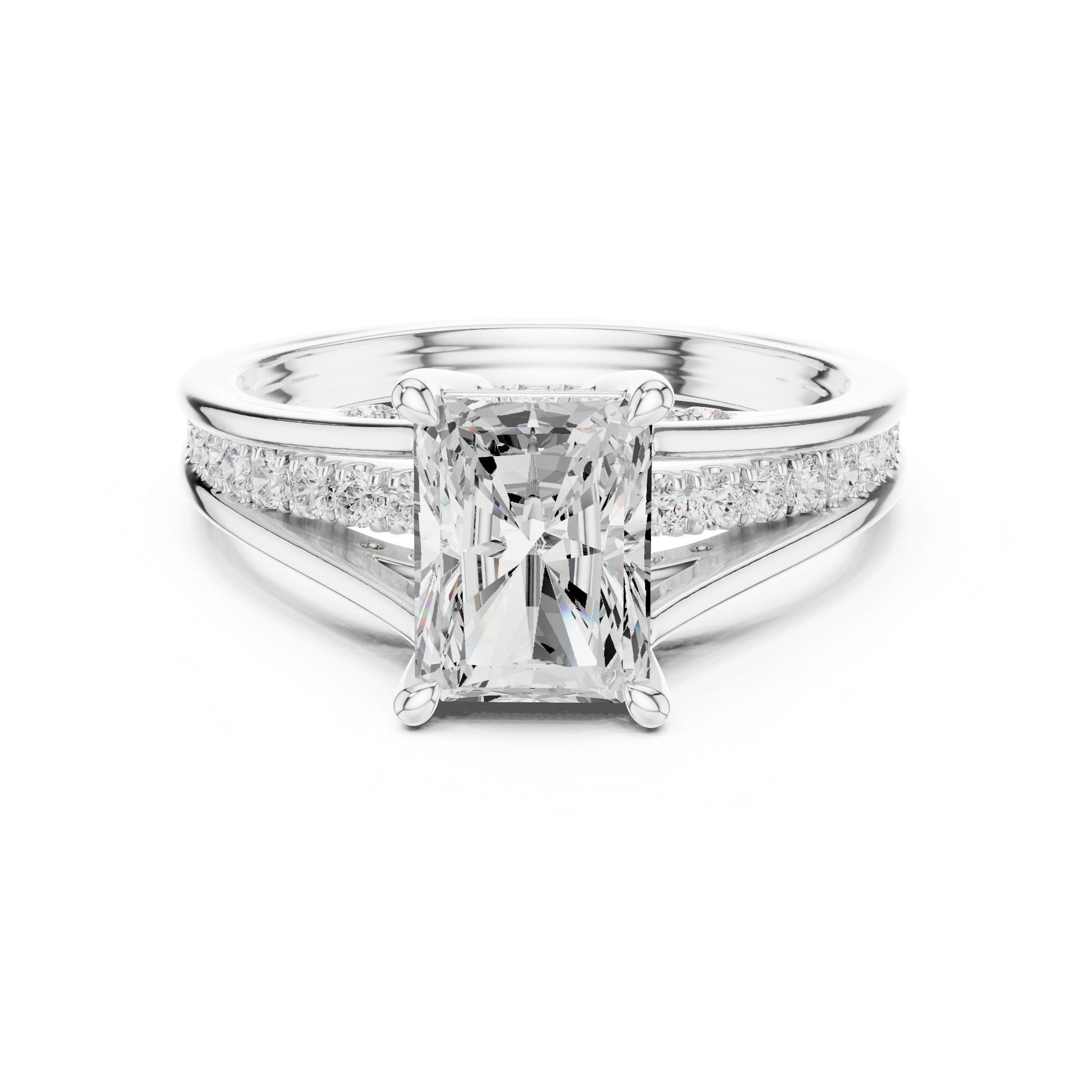 Emerald Lab Grown Diamond Side-Stone Engagement Ring