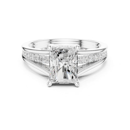 Emerald Lab Grown Diamond Side-Stone Engagement Ring